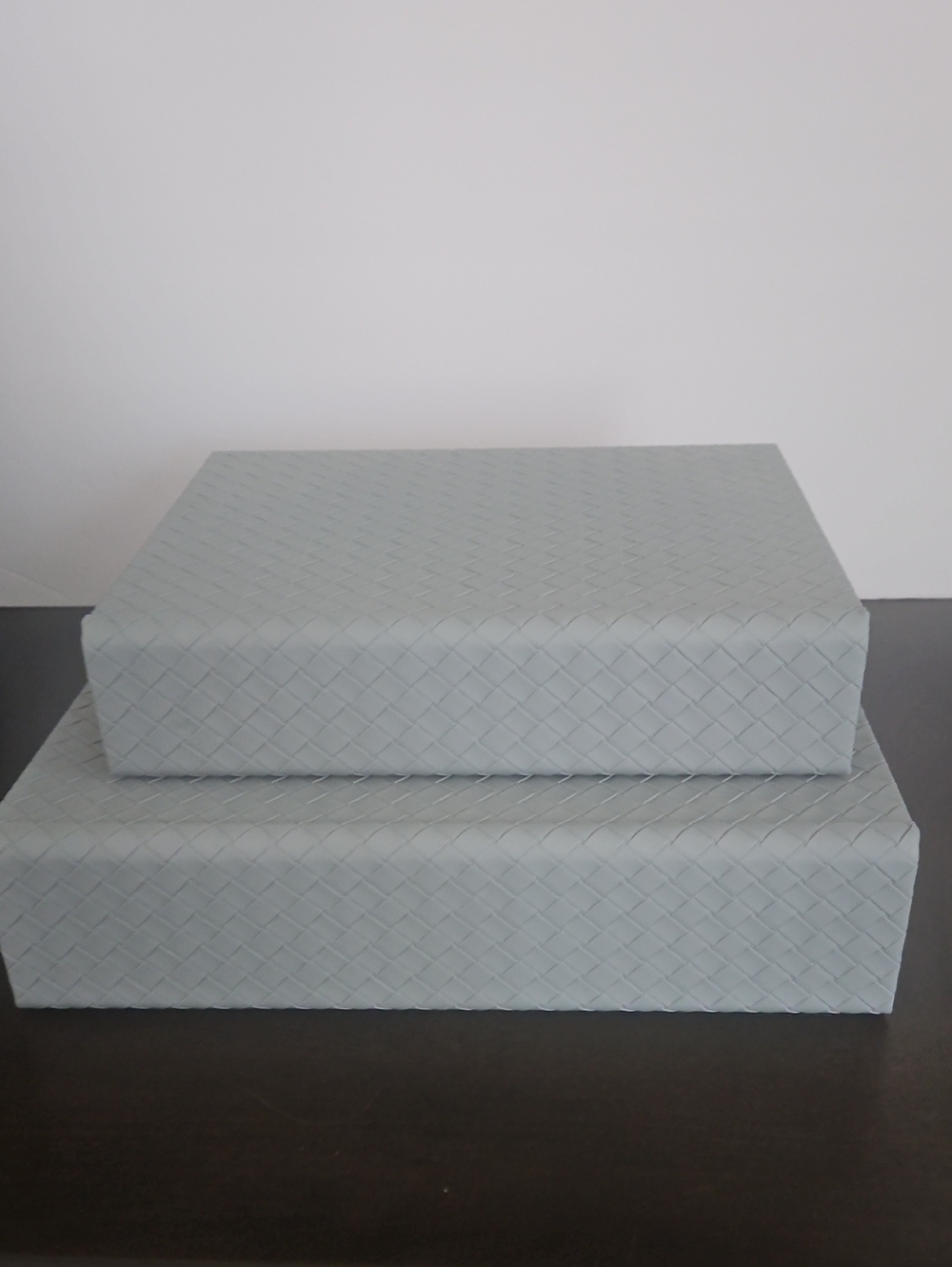 Kirkland Home Light Blue Gray Woven Decorative Storage Book Boxes - Set of 2